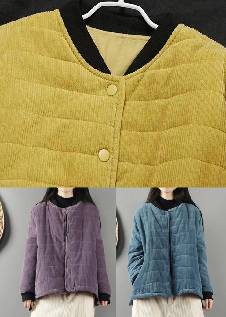 Purple Pockets Patchwork Fine Cotton Filled Coats Vintage Winter