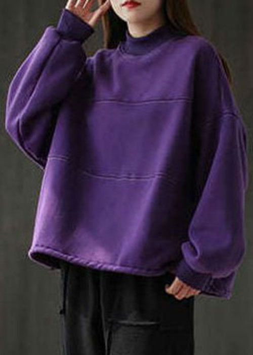 Purple Red thick Warm Fleece Casual Sweatshirts Top Winter