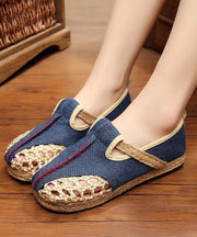 Red Flat Feet Shoes Linen Fabric Casual Hollow Out Flats - bagstylebliss