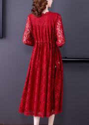 Red Lace Long Dress Slim Fit Exra Large Hem Spring