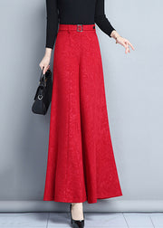 Red Patchwork Draping Flared Trousers Spring