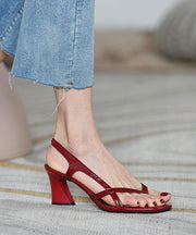 Red Sandals Peep Toe High Heel Sandals - bagstylebliss