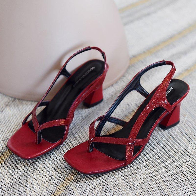 Red Sandals Peep Toe High Heel Sandals - bagstylebliss