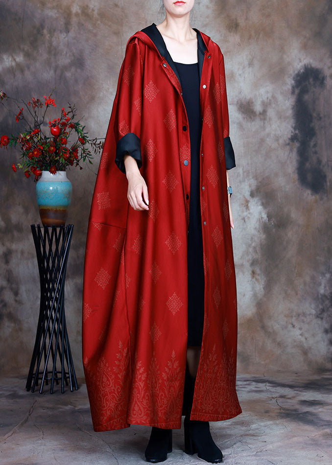 Red Satin Trenchcoats asymmetrische Design-Taste Frühling