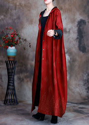 Red Satin Trenchcoats asymmetrische Design-Taste Frühling