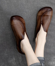 Retro Coffee Flats Soft Splicing Flat Shoes For Women