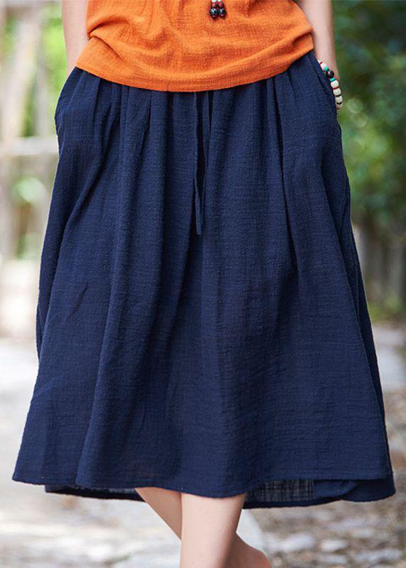 Retro Cotton And Hemp Baggy Thin tight Waist Skirt - bagstylebliss