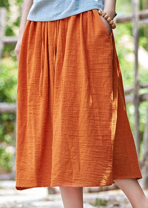 Retro Cotton And Hemp Baggy Thin tight Waist Skirt - bagstylebliss