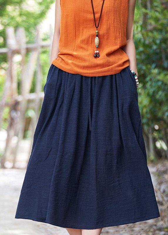 Retro Cotton And Hemp Baggy Thin tight Waist Skirt - bagstylebliss