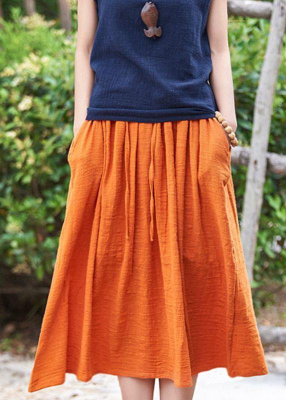 Retro Cotton And Hemp Baggy Thin tight Waist Skirt - bagstylebliss