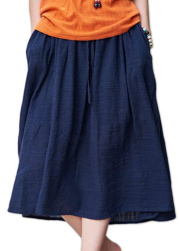 Retro Cotton And Hemp Baggy Thin tight Waist Skirt - bagstylebliss