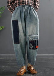 Retro Patch Embroidered Jeans Women's Spring Loose Harem Pants - bagstylebliss
