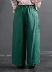 Retro Semi Elastic Waist Wide Leg Pants Women's New Spring Casual Hemp Color Pants - bagstylebliss