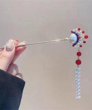 Retro Silk Alloy Pearl Tassel Hairpin