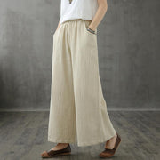 Retro wide leg pants women loose casual autumn wear 2021 new beige trousers - bagstylebliss