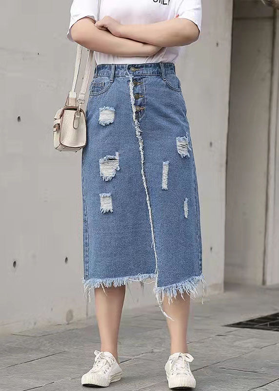 Retro Casual Large Elastic Waist 2021 Spring New Denim Skirt