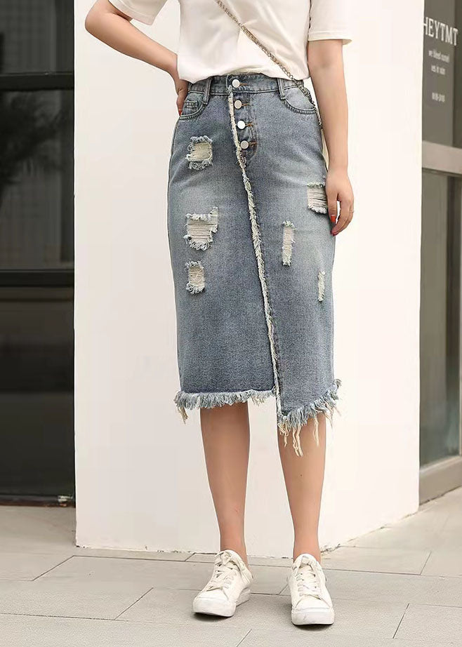 Retro Casual Large Elastic Waist 2021 Spring New Denim Skirt