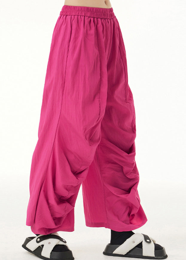 Rose Elastic Waist Flatering Wide Leg Pants