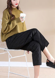 Simple Black Button fashion Straight Winter Pants