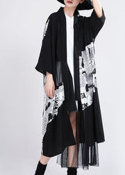 Simple Black Graphic Summer Patchwork Cardigan Long - bagstylebliss