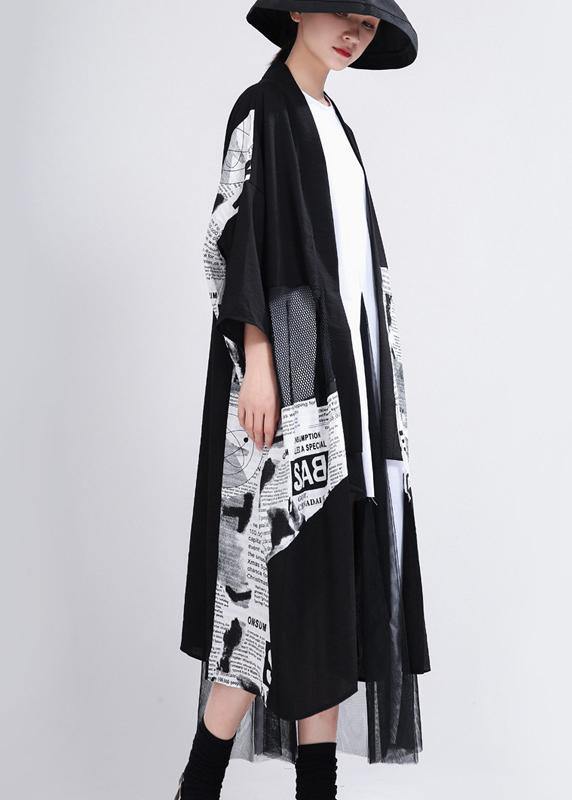 Simple Black Graphic Summer Patchwork Cardigan Long - bagstylebliss