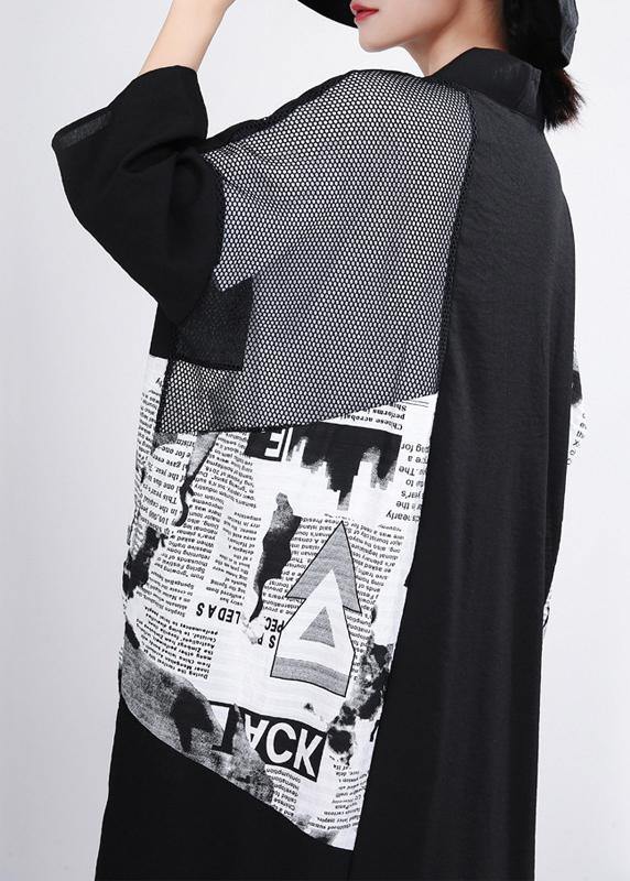 Simple Black Graphic Summer Patchwork Cardigan Long - bagstylebliss