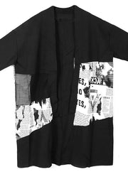 Simple Black Graphic Summer Patchwork Cardigan Long - bagstylebliss