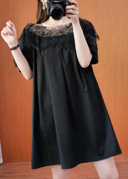 Simple Black O-Neck Patchwork Summer Tulle Party Dresses Short Sleeve - bagstylebliss