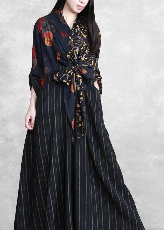 Luxy Black Linen Dress Long Caftan Gown - bagstylebliss