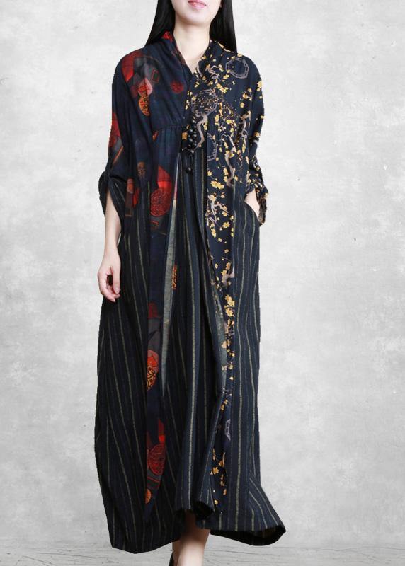 Luxy Black Linen Dress Long Caftan Gown - bagstylebliss