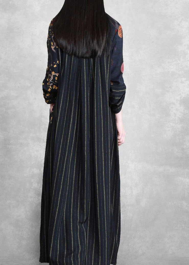 Luxy Black Linen Dress Long Caftan Gown - bagstylebliss