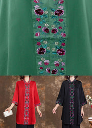 Simple Black Stand Collar Patchwork Embroidery Silk Top Spring