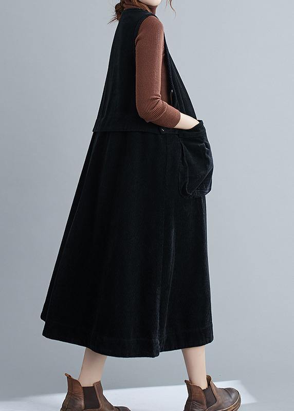 Simple Black Tunic V Neck Sleeveless Maxi Spring Dress - bagstylebliss