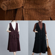 Simple Black Tunic V Neck Sleeveless Maxi Spring Dress - bagstylebliss