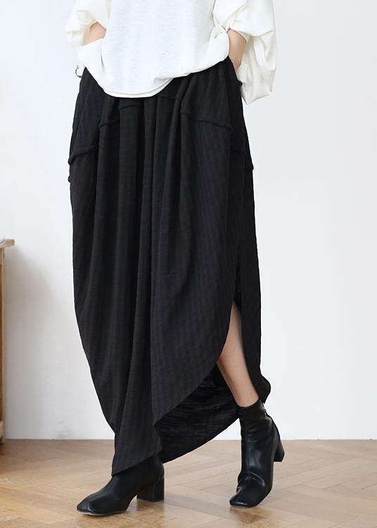 Simple Black asymmetrical Design Linen Skirt - bagstylebliss