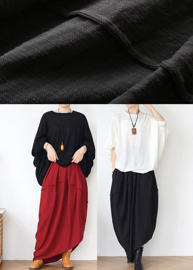 Simple Black asymmetrical Design Linen Skirt - bagstylebliss