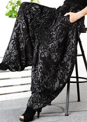 Einfache schwarze retro dicke Jacquard-Winterhose