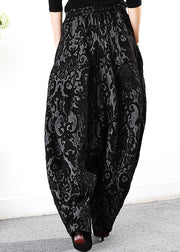 Simple Black retro Thick Jacquard Winter Pants