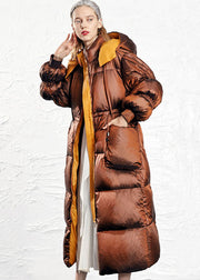 Simple Caramel fashion drawstring Thick Winter Duck Down Puffer Coat