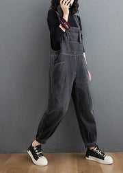 Simple Denim Black Casual Pants Unique Spring Jumpsuit Pants - bagstylebliss