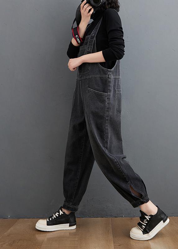 Simple Denim Black Casual Pants Unique Spring Jumpsuit Pants - bagstylebliss