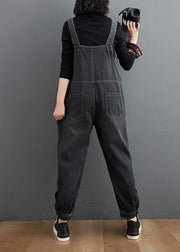 Simple Denim Black Casual Pants Unique Spring Jumpsuit Pants - bagstylebliss