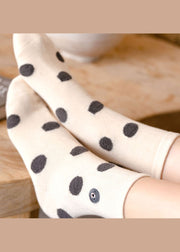 Simple Embroidery Print Cotton Mid Calf Socks