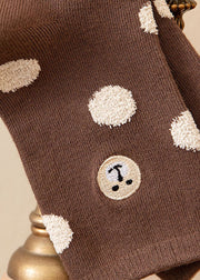 Simple Embroidery Print Cotton Mid Calf Socks