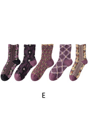 Einfache Crew-Socken aus Jacquard-Baumwolle mit Blumenmuster