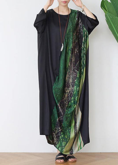 Simple Green Print Chiffon Patchwork Summer Maxi Dresses - bagstylebliss