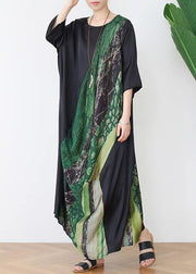 Simple Green Print Chiffon Patchwork Summer Maxi Dresses - bagstylebliss