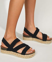 Simple Hiking Sandals Black Knit Fabric - bagstylebliss