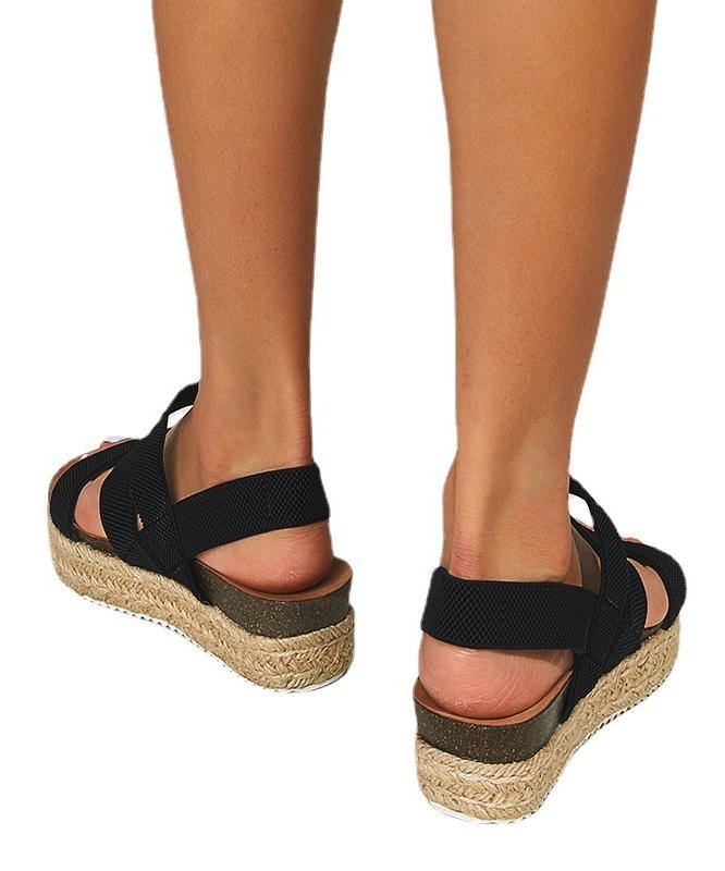 Simple Hiking Sandals Black Knit Fabric - bagstylebliss
