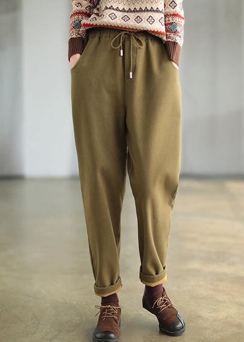 Simple Khaki Clothing Spring Elastic Waist Drawstring Fashion Ideas Pant - bagstylebliss